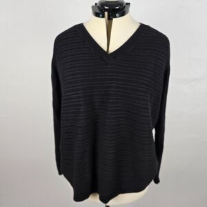 Knit Sweater Women's XXL Black V-Neck Long Sleeve